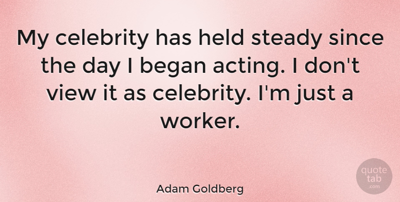 Adam Goldberg Quote About Began, Held, Since, Steady: My Celebrity Has Held Steady...