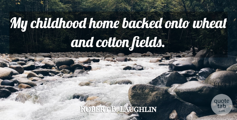 Robert B. Laughlin Quote About Home, Wheat Fields, Childhood: My Childhood Home Backed Onto...