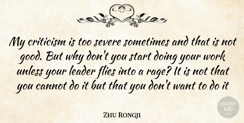 Zhu Rongji Quote About Leader, Criticism, Want: My Criticism Is Too Severe...