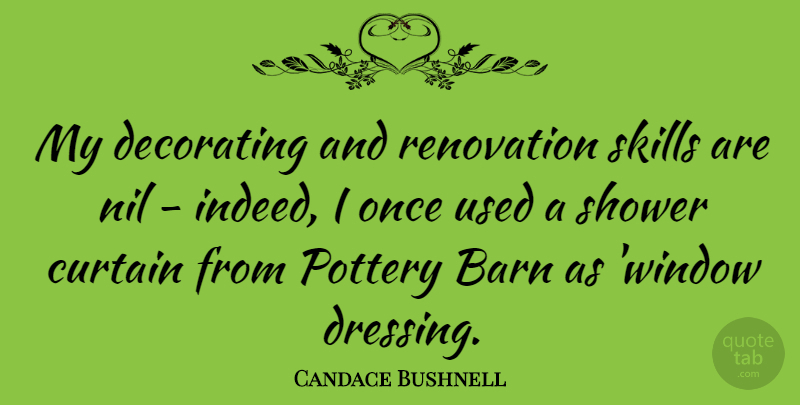 Candace Bushnell Quote About Skills, Barns, Pottery: My Decorating And Renovation Skills...