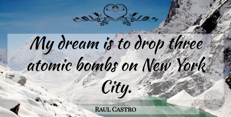 Raul Castro Quote About Dream, New York, Cities: My Dream Is To Drop...