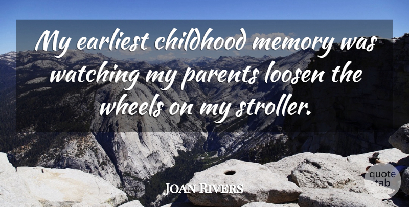 Joan Rivers Quote About Memories, Parenting, Motherhood: My Earliest Childhood Memory Was...