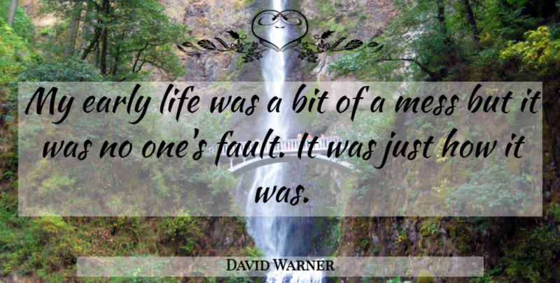 David Warner Quote About Bit, Early, Life, Mess: My Early Life Was A...