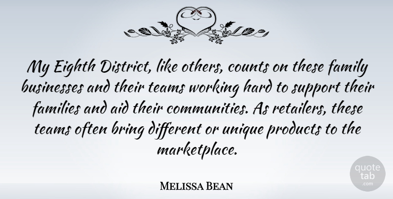 Melissa Bean Quote About Work, Team, Unique: My Eighth District Like Others...