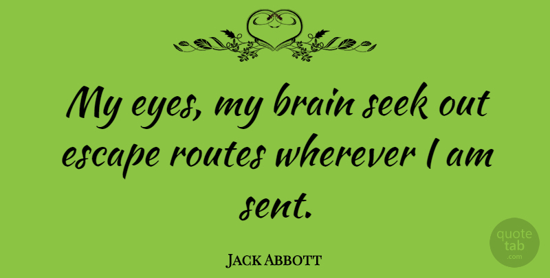 Jack Abbott Quote About Eye, Umpires, Brain: My Eyes My Brain Seek...