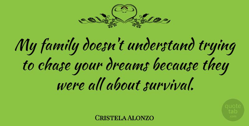 Cristela Alonzo Quote About Dream, Survival, Trying: My Family Doesnt Understand Trying...