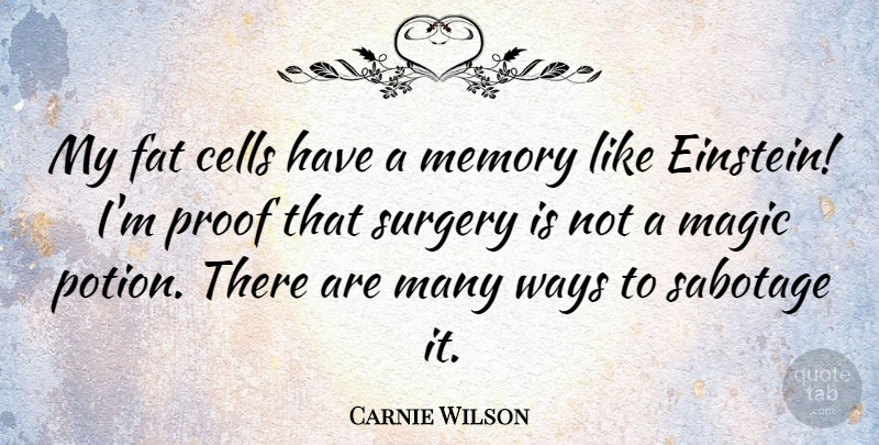 Carnie Wilson Quote About Memories, Cells, Magic: My Fat Cells Have A...