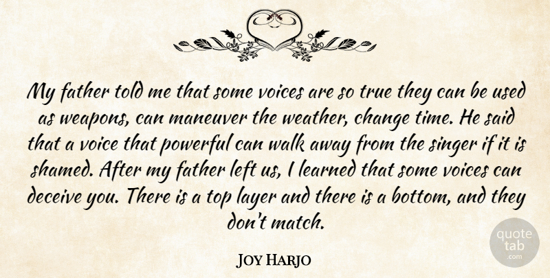 Joy Harjo Quote About Powerful, Father, Weather: My Father Told Me That...