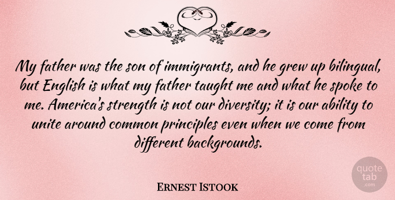 Ernest Istook Quote About Father, Son, America: My Father Was The Son...
