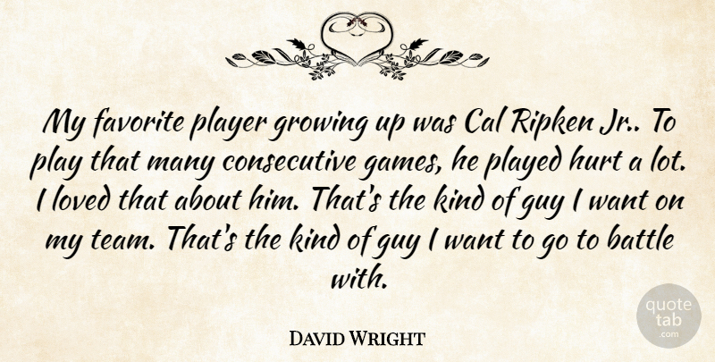 David Wright Quote About Battle, Cal, Favorite, Growing, Guy: My Favorite Player Growing Up...