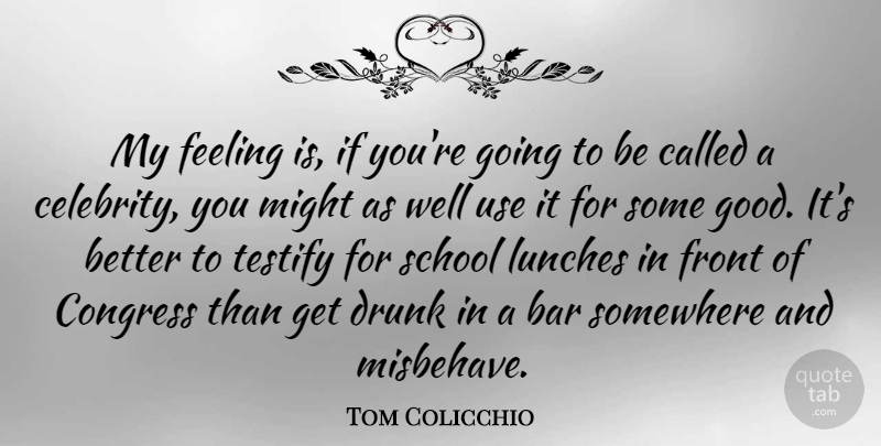 Tom Colicchio Quote About Bar, Congress, Feeling, Front, Good: My Feeling Is If Youre...