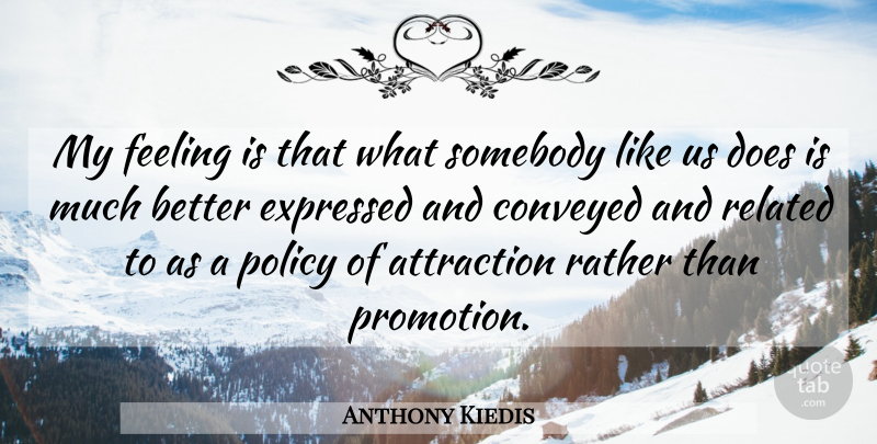 Anthony Kiedis Quote About American Musician, Attraction, Conveyed, Expressed, Feeling: My Feeling Is That What...