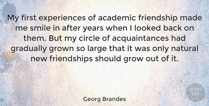 Georg Brandes Quote About Years, Circles, Lost Friendship: My First Experiences Of Academic...