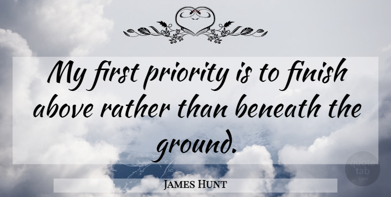 James Hunt Quote About Priorities, Firsts: My First Priority Is To...
