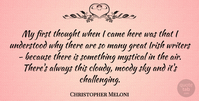 Christopher Meloni Quote About Sky, Air, Challenges: My First Thought When I...