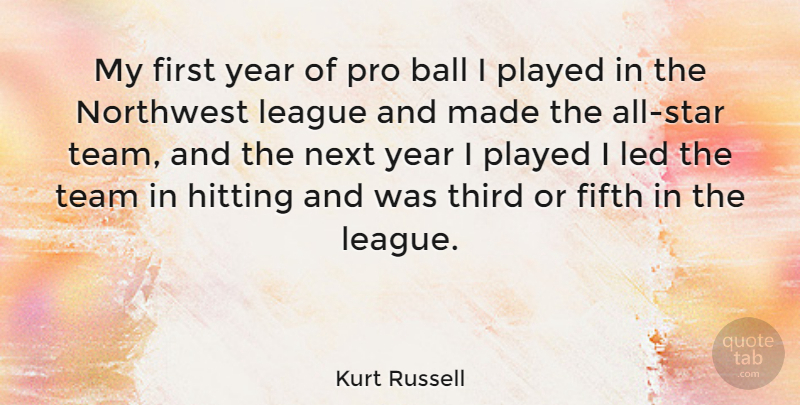Kurt Russell Quote About Teamwork, Stars, Years: My First Year Of Pro...