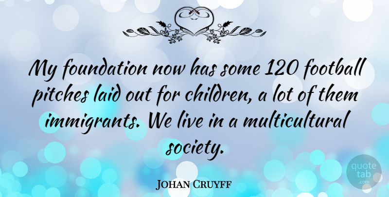 Johan Cruyff Quote About Foundation, Laid, Pitches, Society: My Foundation Now Has Some...