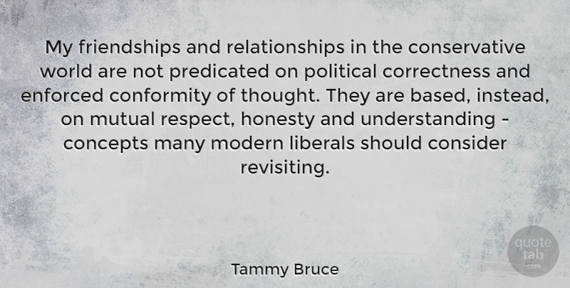 Tammy Bruce Quote About Honesty, Political, Understanding: My Friendships And Relationships In...