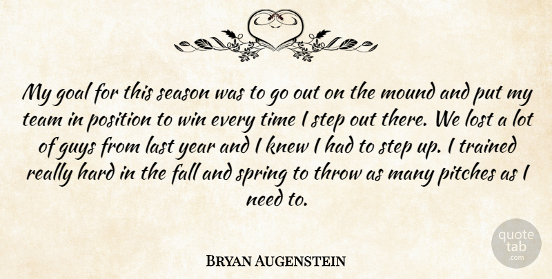 Bryan Augenstein Quote About Fall, Goal, Guys, Hard, Knew: My Goal For This Season...