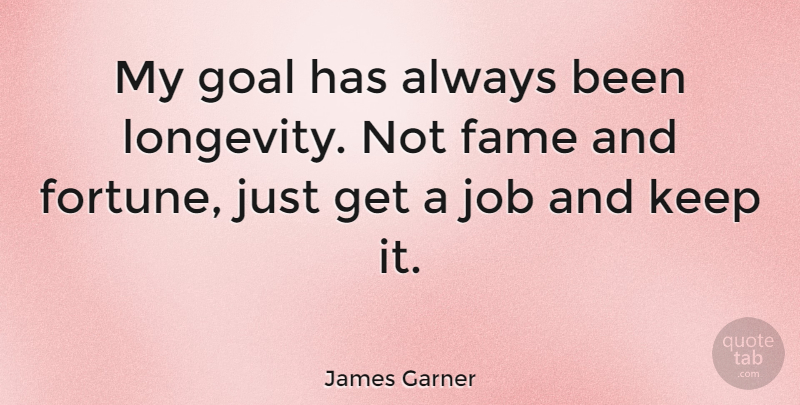 James Garner Quote About Job: My Goal Has Always Been...