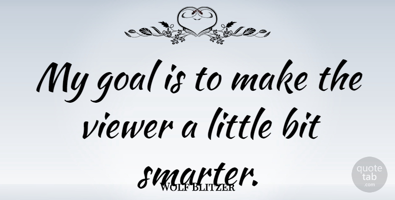 Wolf Blitzer Quote About Goal, Littles, Bits: My Goal Is To Make...