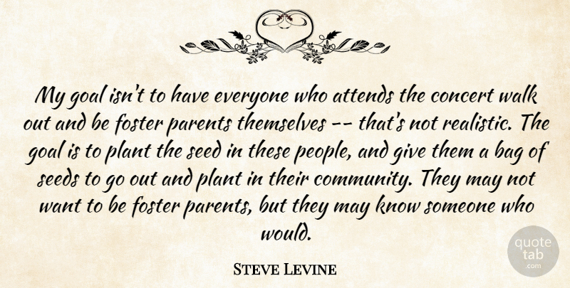 Steve Levine Quote About Bag, Concert, Foster, Goal, Parents: My Goal Isnt To Have...