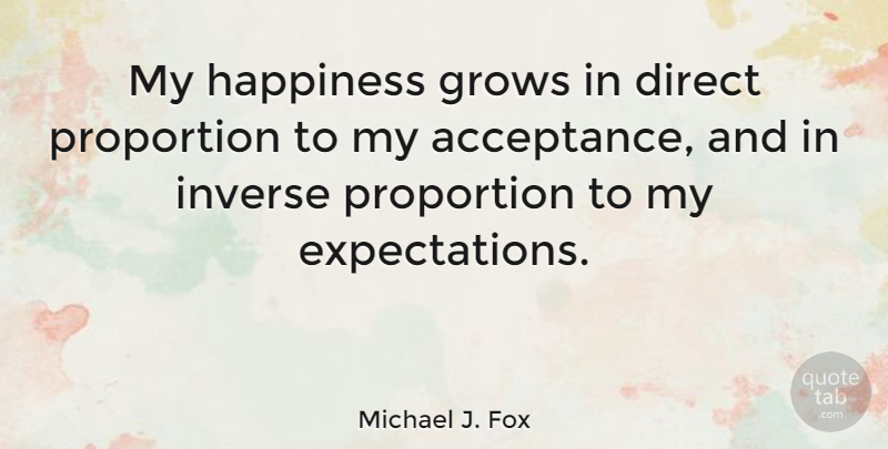 Michael J. Fox Quote About Inspirational, Motivational, Change: My Happiness Grows In Direct...
