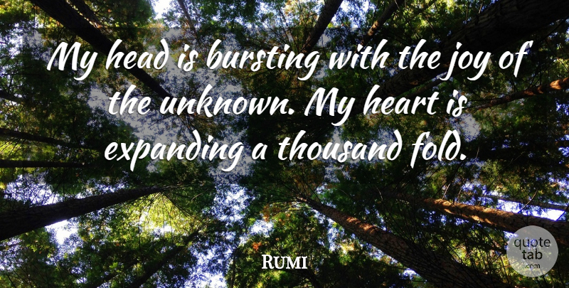 Rumi Quote About Heart, Joy, Bursting: My Head Is Bursting With...