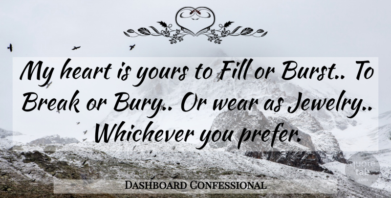 Dashboard Confessional Quote About Break, Fill, Heart, Wear, Yours: My Heart Is Yours To...