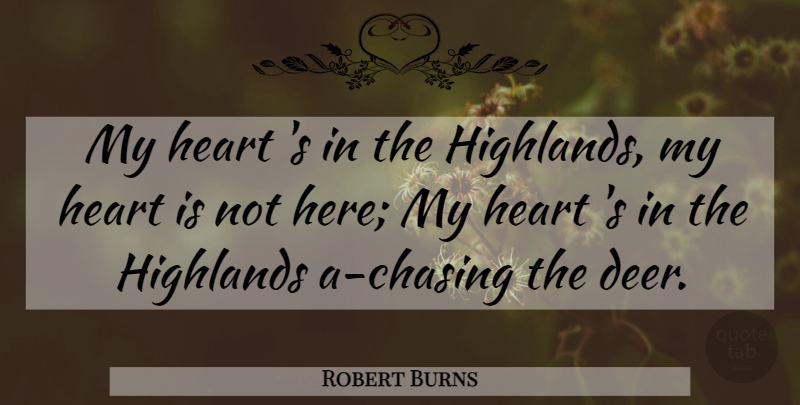 Robert Burns Quote About Heart, Deer, Scottish: My Heart S In The...