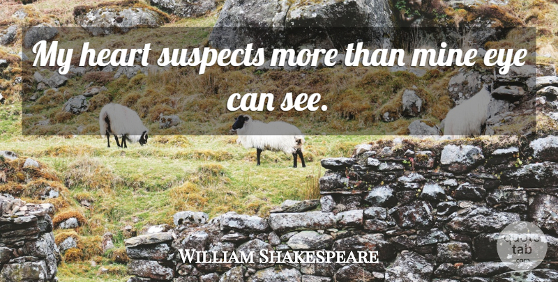 William Shakespeare Quote About Eye, Heart, Suspects: My Heart Suspects More Than...