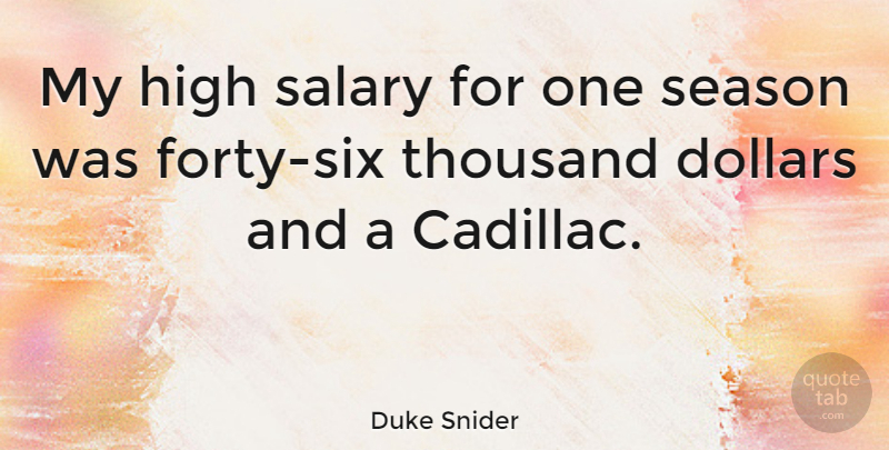 Duke Snider Quote About Dollars, Cadillacs, Six: My High Salary For One...