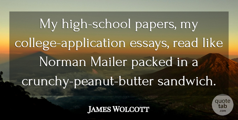 James Wolcott Quote About School, College, Sandwiches: My High School Papers My...