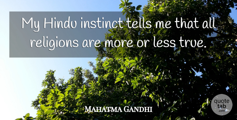 Mahatma Gandhi Quote About Hinduism, Instinct: My Hindu Instinct Tells Me...