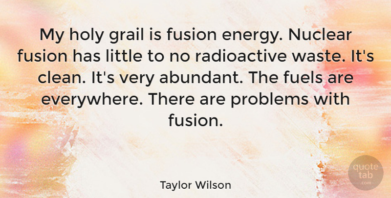 Taylor Wilson Quote About Fuels, Fusion, Grail, Holy, Nuclear: My Holy Grail Is Fusion...