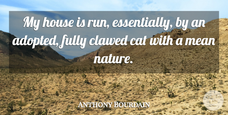 Anthony Bourdain Quote About Running, Mean, Cat: My House Is Run Essentially...
