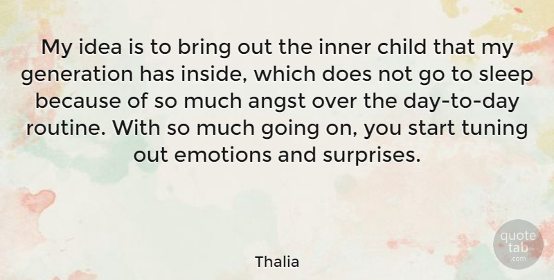 Thalia Quote About Angst, Bring, Emotions, Generation, Inner: My Idea Is To Bring...