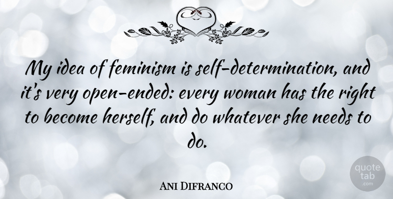 Ani Difranco Quote About Inspiring, Determination, Self: My Idea Of Feminism Is...