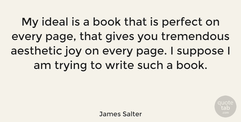 James Salter Quote About Aesthetic, Gives, Ideal, Suppose, Tremendous: My Ideal Is A Book...