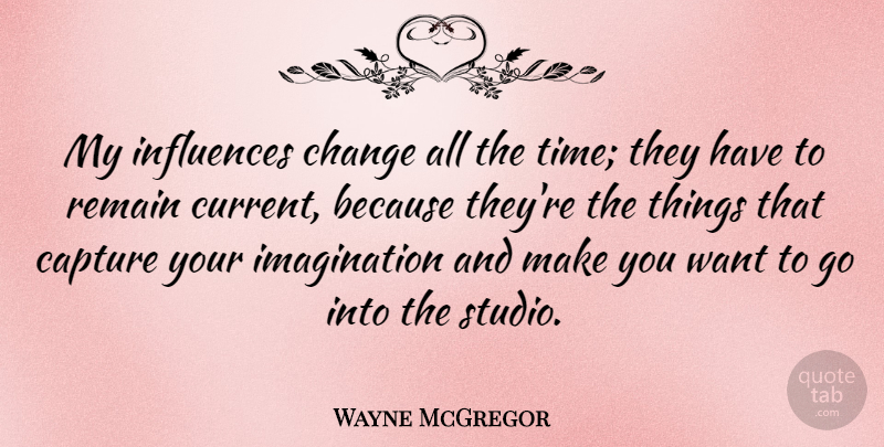 Wayne McGregor Quote About Imagination, Want, Influence: My Influences Change All The...
