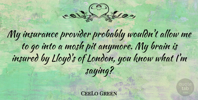 CeeLo Green Quote About Allow, Pit, Provider: My Insurance Provider Probably Wouldnt...
