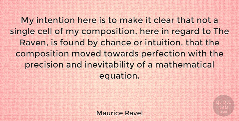 Maurice Ravel Quote About Cells, Ravens, Mathematical Equations: My Intention Here Is To...