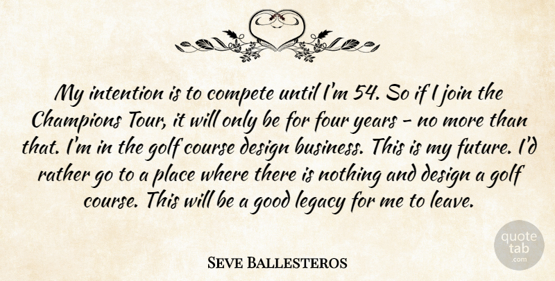 Seve Ballesteros Quote About Champions, Compete, Course, Design, Four: My Intention Is To Compete...