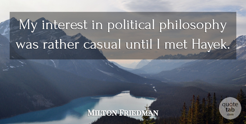 Milton Friedman Quote About Philosophy, Political, Hayek: My Interest In Political Philosophy...