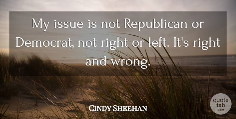 Cindy Sheehan Quote About Issue, Republican: My Issue Is Not Republican...