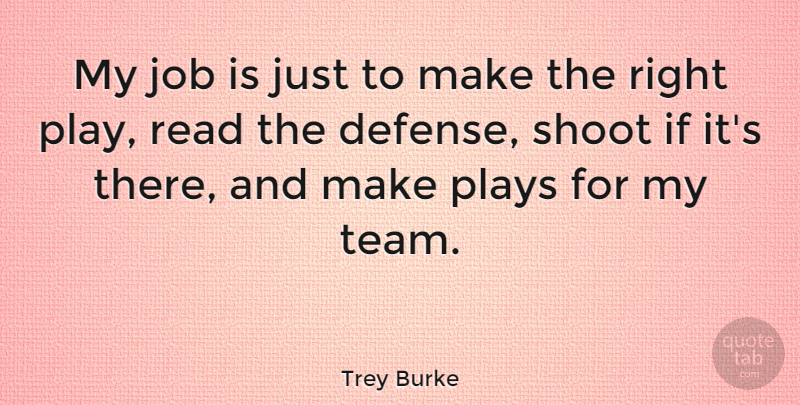 Trey Burke Quote About Job, Plays: My Job Is Just To...