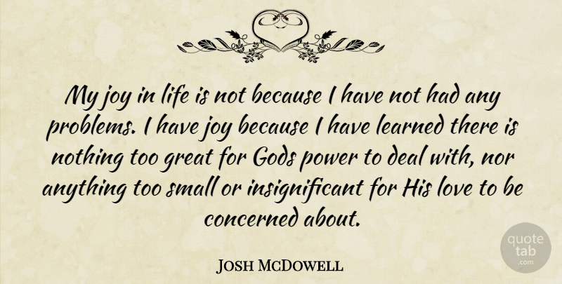 Josh McDowell Quote About Joy, His Love, Problem: My Joy In Life Is...