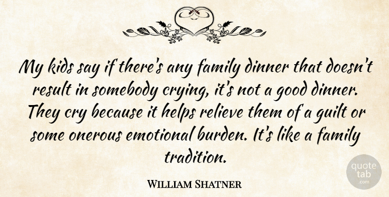 William Shatner Quote About Kids, Emotional, Guilt: My Kids Say If Theres...