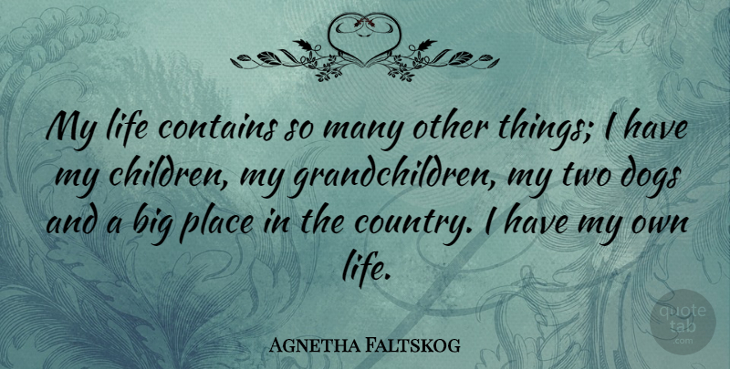 Agnetha Faltskog Quote About Country, Dog, Children: My Life Contains So Many...