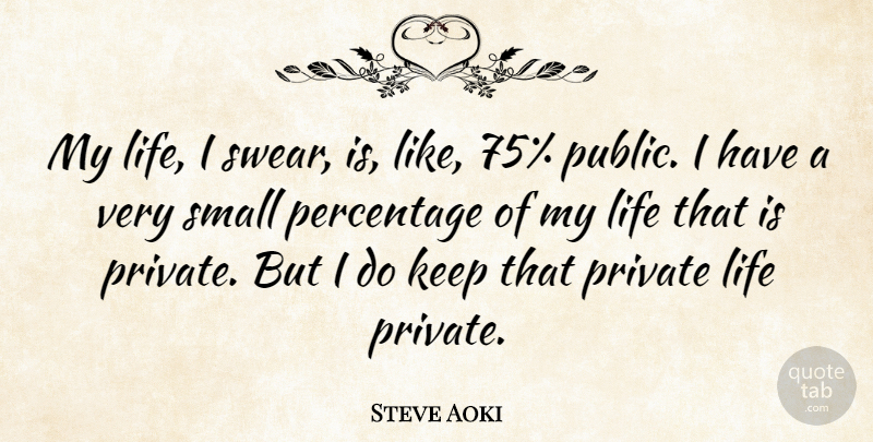 Steve Aoki Quote About Percentages, Swear, Private Life: My Life I Swear Is...